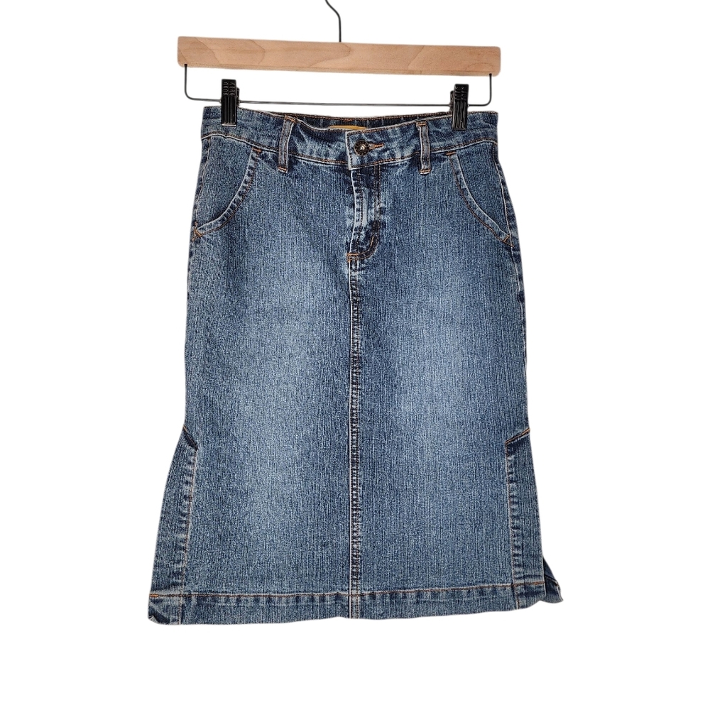 Forever 21 Blue Denim Side Slit Skirt Size S